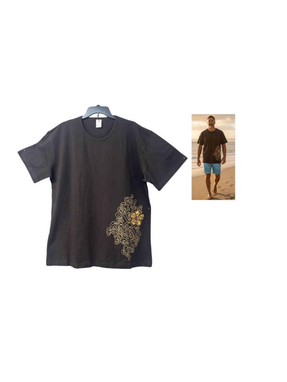 TYR Men’s Surf Hibiscus Tee, Brown, XXL
